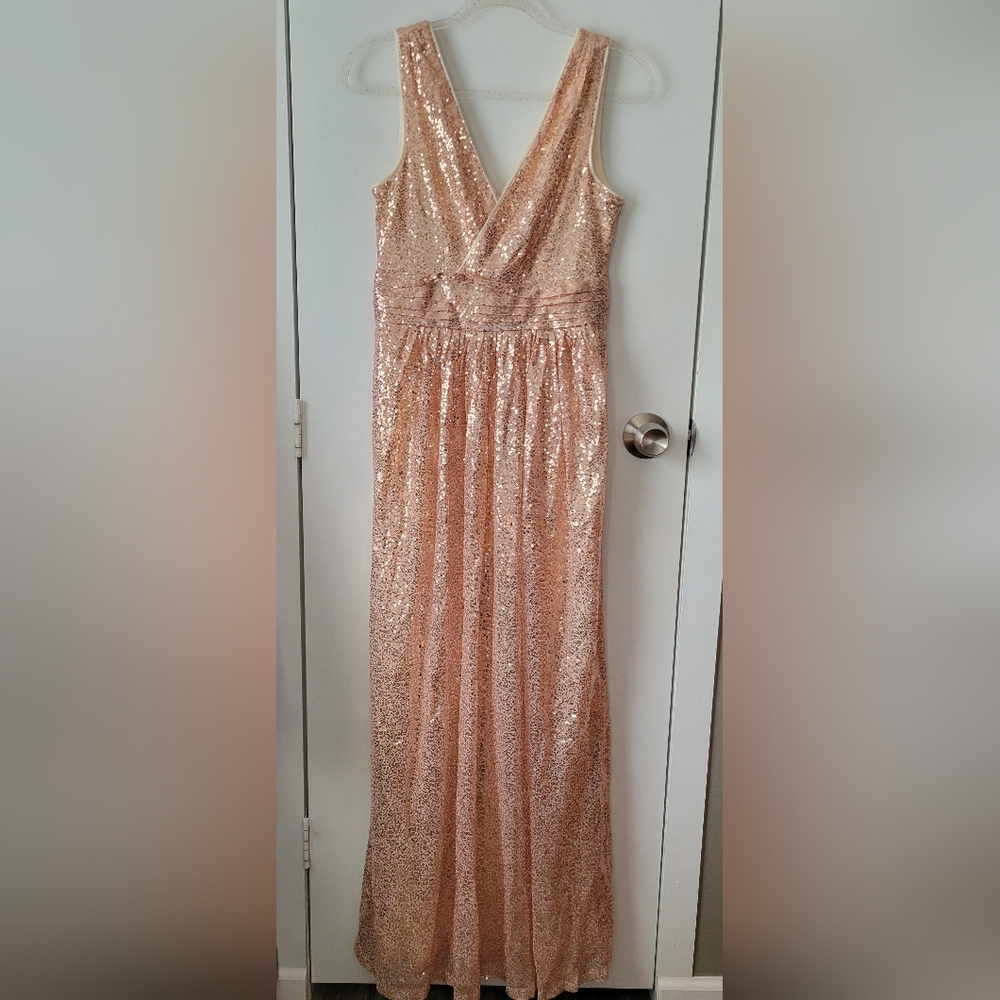 Kate Kasin rose gold sequin gown dress